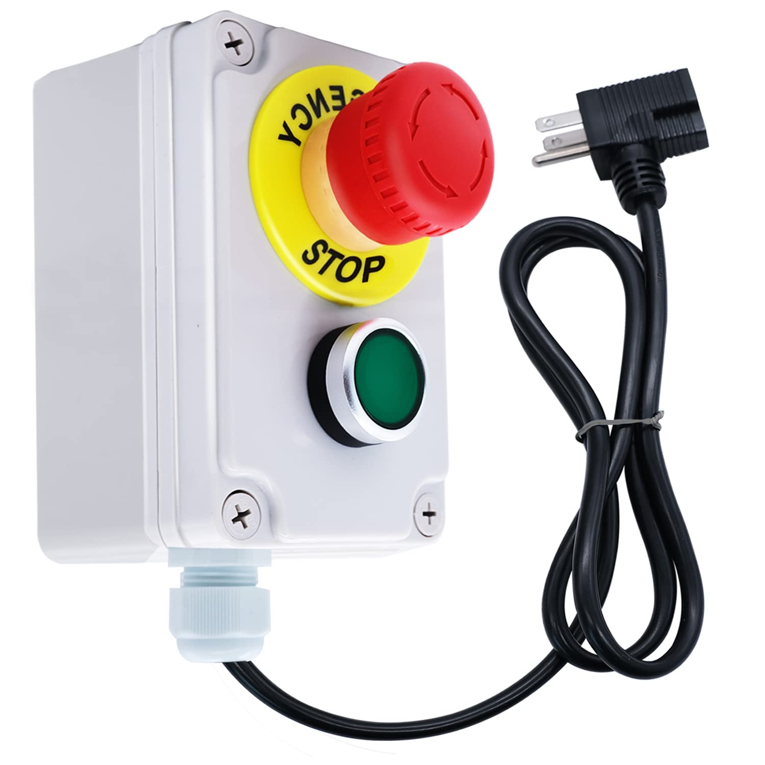 mxuteuk 300V Waterproof Motor On/Off Switch for Table Saw Safety Switch Power Tool Switch with Emergency Stop Push Button Switch, fits Table Saws