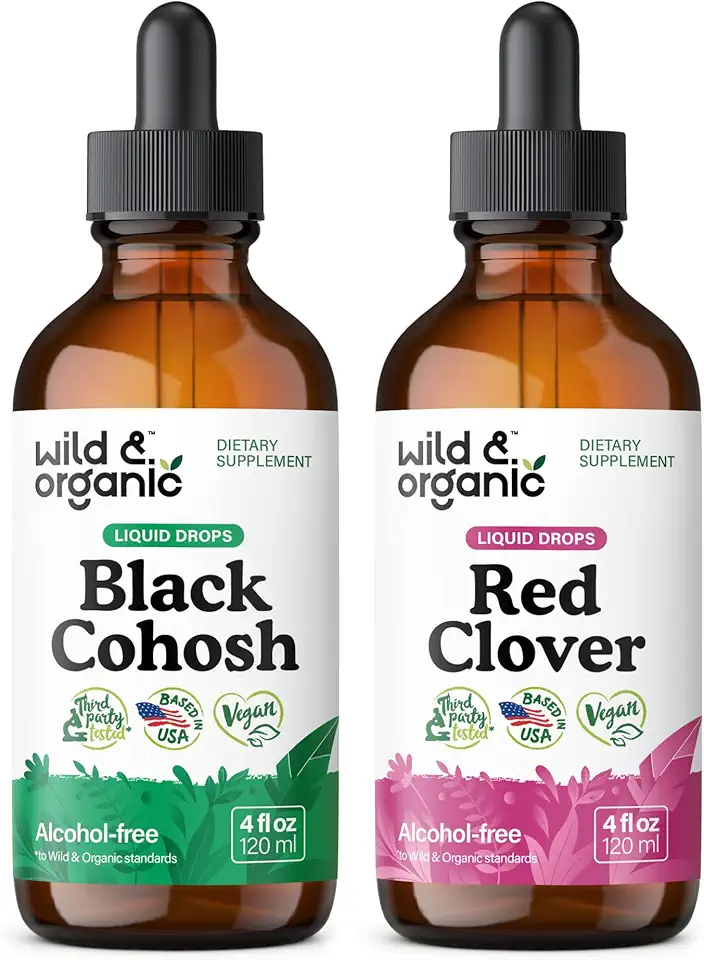 Wild & Organic Black Cohosh Tincture 4 fl oz & Red Clover Tincture 4 fl oz - Kansas Nuitrition - HNZSDS