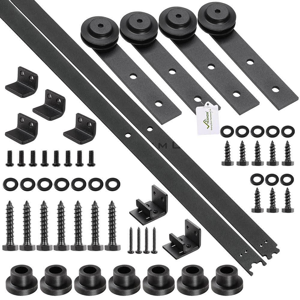 5 ft. Mini Sliding Double Barn Door Hardware Roller Track Kit Cabinet Closet