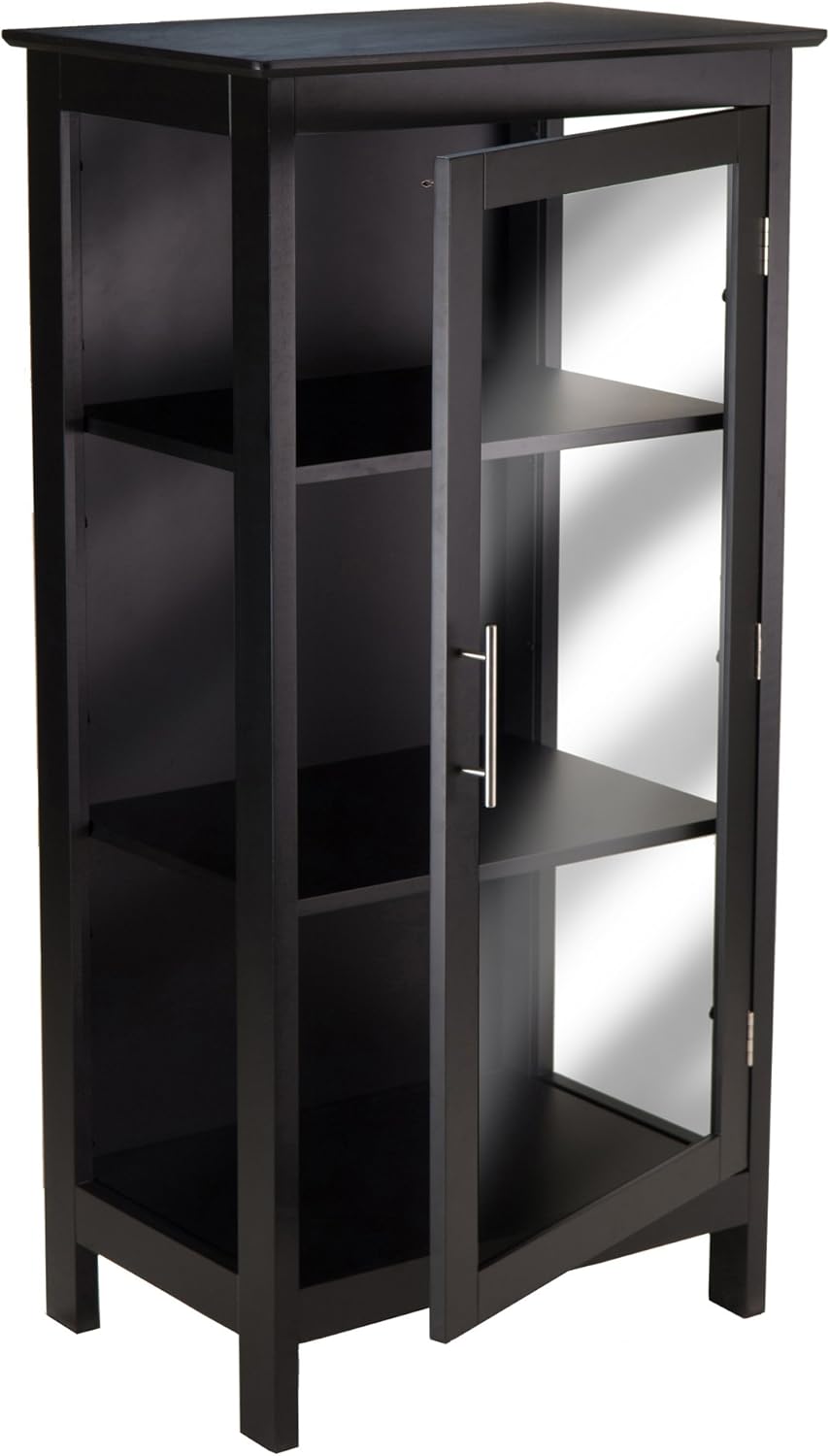 Winsome Poppy Display Cabinet with 3-Sided Tempered Glass, 47.2"H, Black (20523)