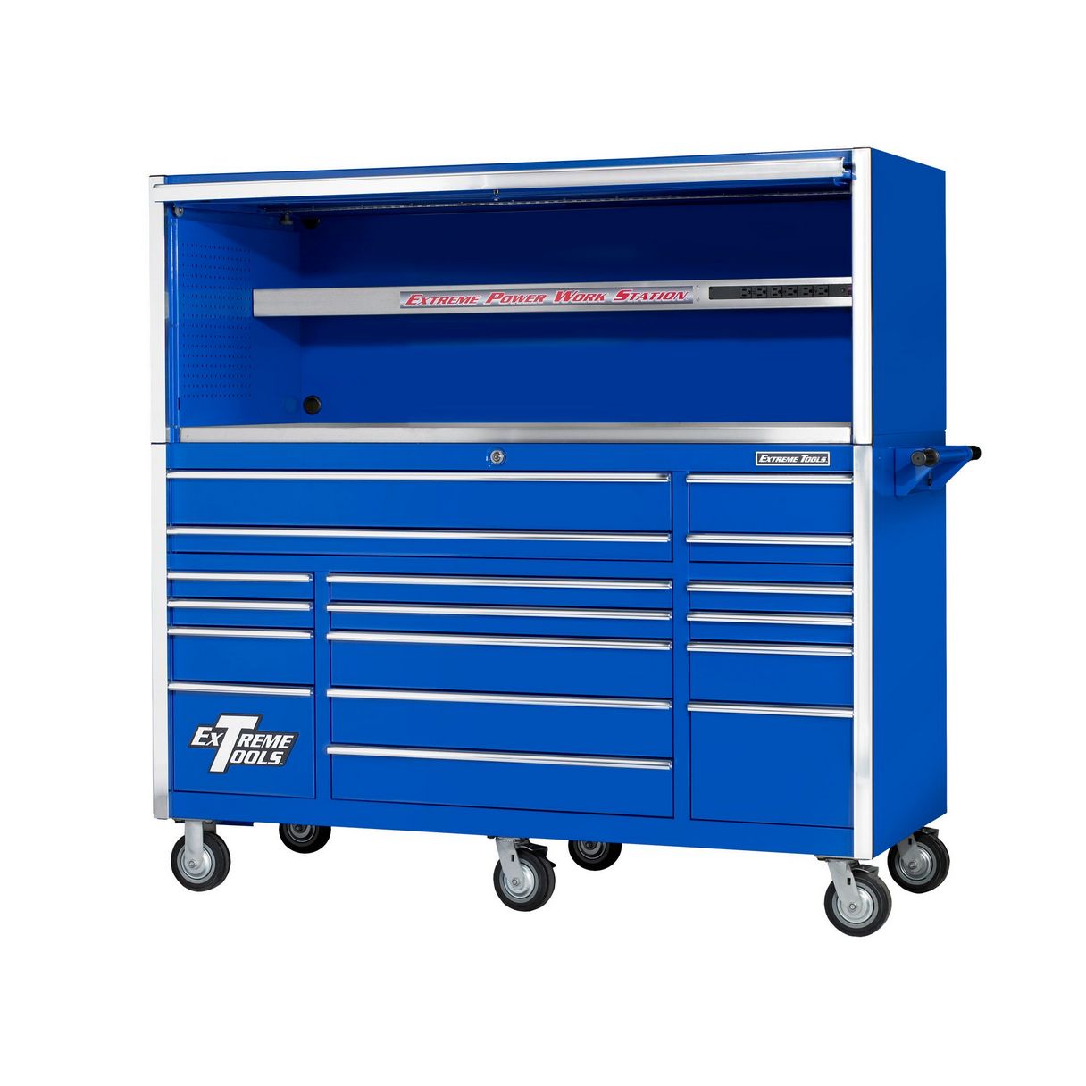 72 17 Drawers Professional Roller Cabinet & Extreme Power Workstation Hutch Combo