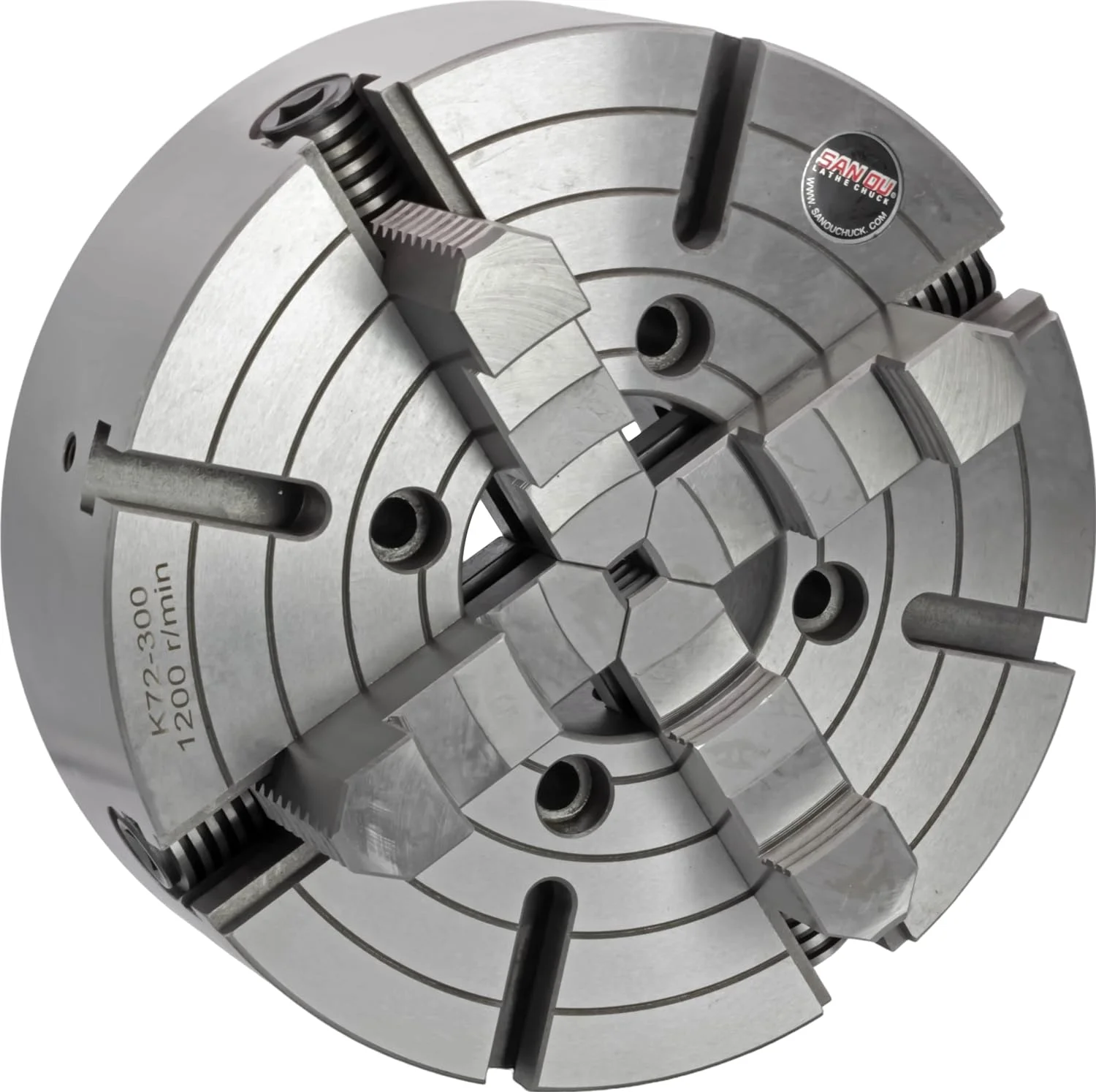 CME 12" 4-Jaw Lathe Chuck, Plain (Flat) Back, Reversible Jaws