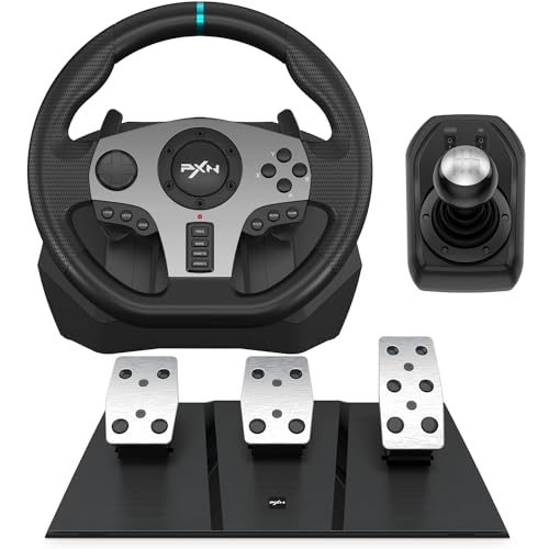 PXN Racing Wheel - Steering Wheel V9 Driving Wheel 270°/ 900° Degree Vibration Gaming Steering Wheel with Shifter and Pedal for PS4,PC,PS3