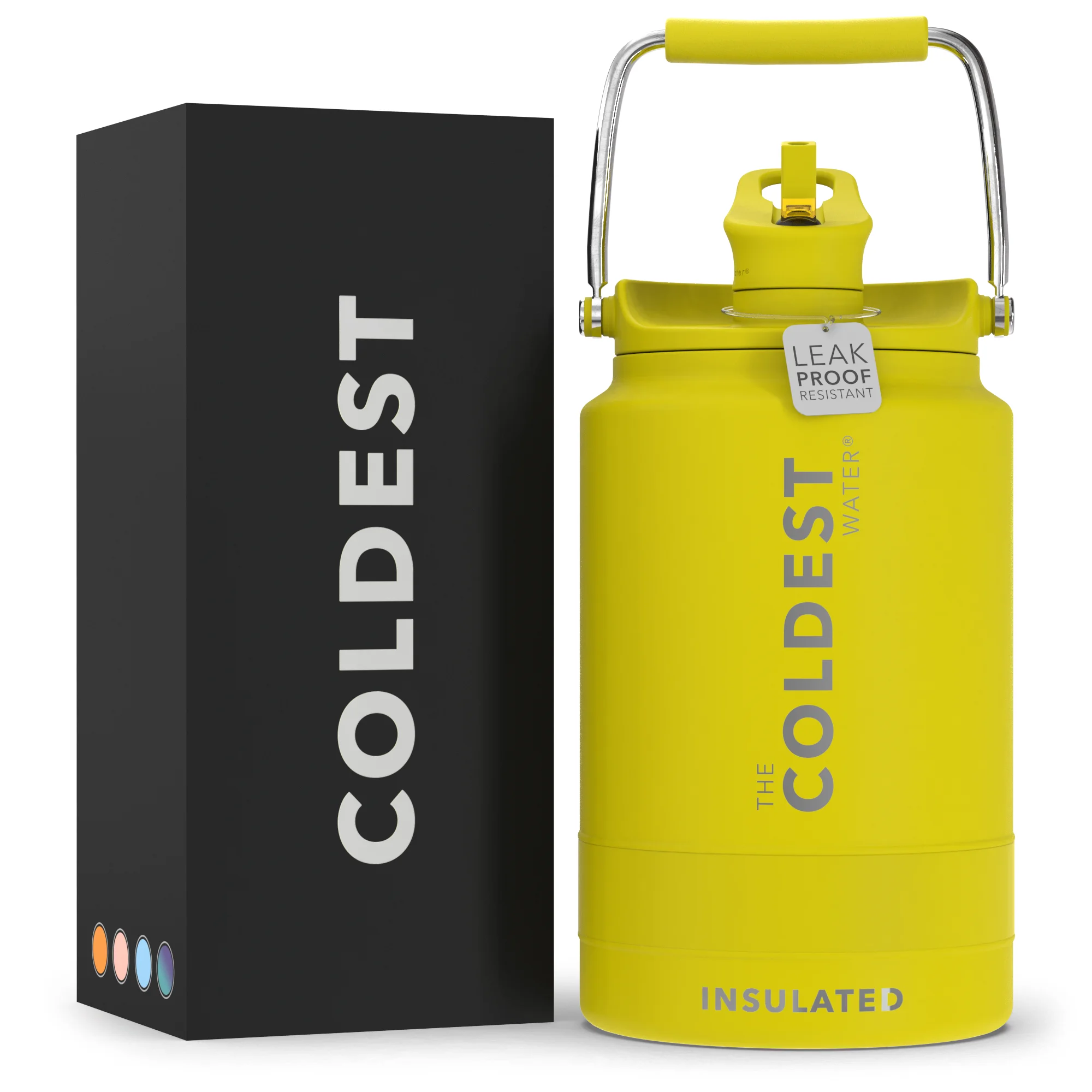 COLDEST Sports Water Bottle 128 oz/One Gallon (Straw Lid), Leak Proof, Vacuum Insulated Stainless Steel, Hot Cold, Double Walled, Thermo Mug (128 oz