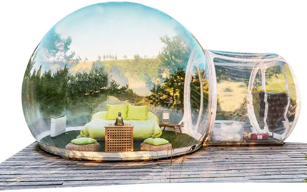DNYSYSJ Bubble Tent Outdoor Party Wedding Inflatable Air Blower Bubble Tent Single Tunnel Luxury Dome Bubble Tent D Ring Secured Camping Gazebo 9.8Ft