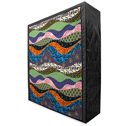 Ambesonne Asian Portable Fabric Wardrobe, Far Eastern Patchwork with Flowers Floral Pattern in Oriental Style Print