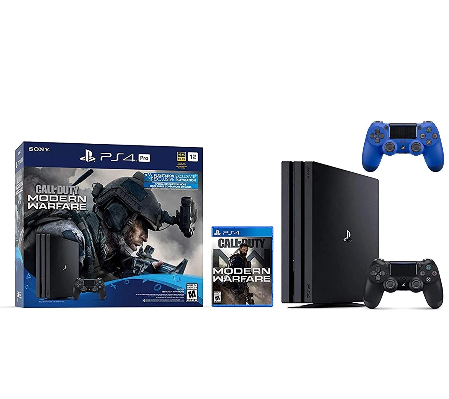 PlayStation 4 Pro 1TB Call of Duty Modern Warfare Holiday Bundle: PlayStation 4 1TB Pro Console Jet Black, Call of Duty: Modern Warfare