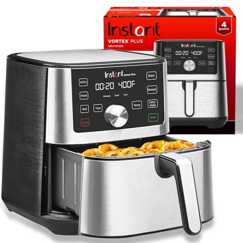 Instant Pot Vortex Plus 4QT Air Fryer, Custom Program Options, 6-in-1 Functions Crisps, Broils, Roasts, Dehydrates, Bakes, Reheats
