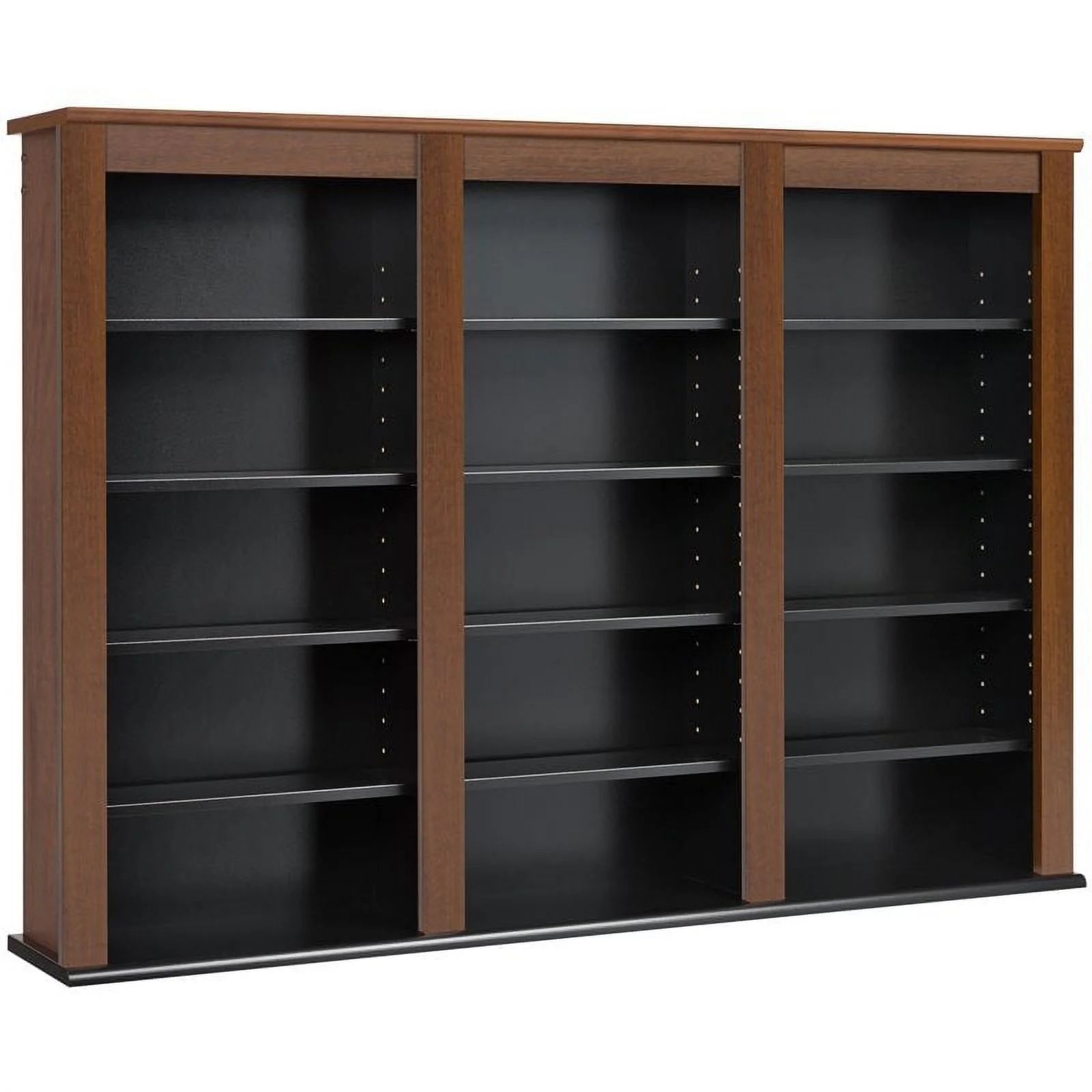 Bowery Hill Triple Floating Media Wall Storage in Cherry and Black