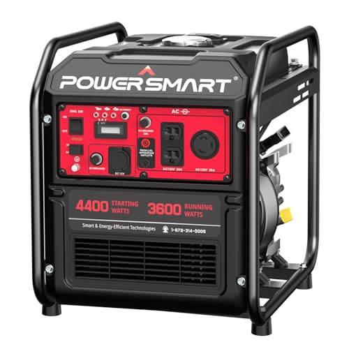 PowerSmart 4400-Watt Portable Generator with Inverter Technology, RV Ready 30A Outlet, Gas Powered, EPA Compliant, Lightweight & Quiet for Home Use