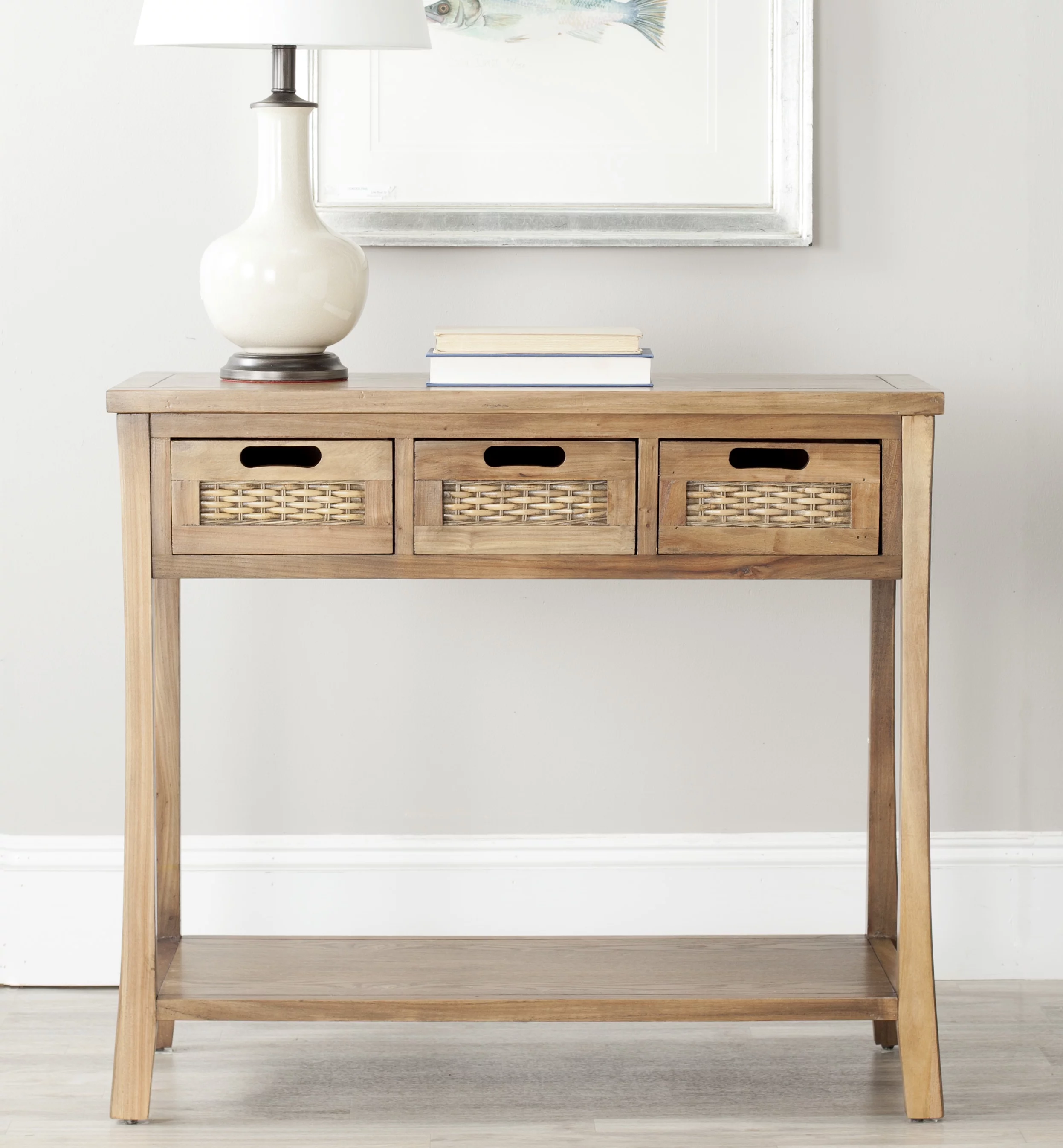 SAFAVIEH Autumn Country Rustic 3 Drawer Storage Console, Oak