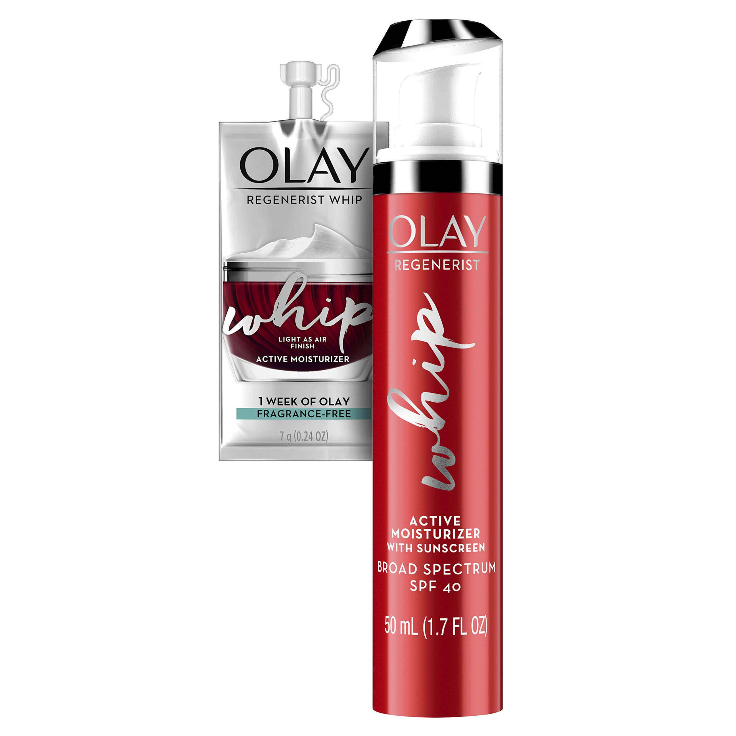 Olay Regenerist Whip Face Moisturizer with Sunscreen Spf40, Collagen Peptides, A