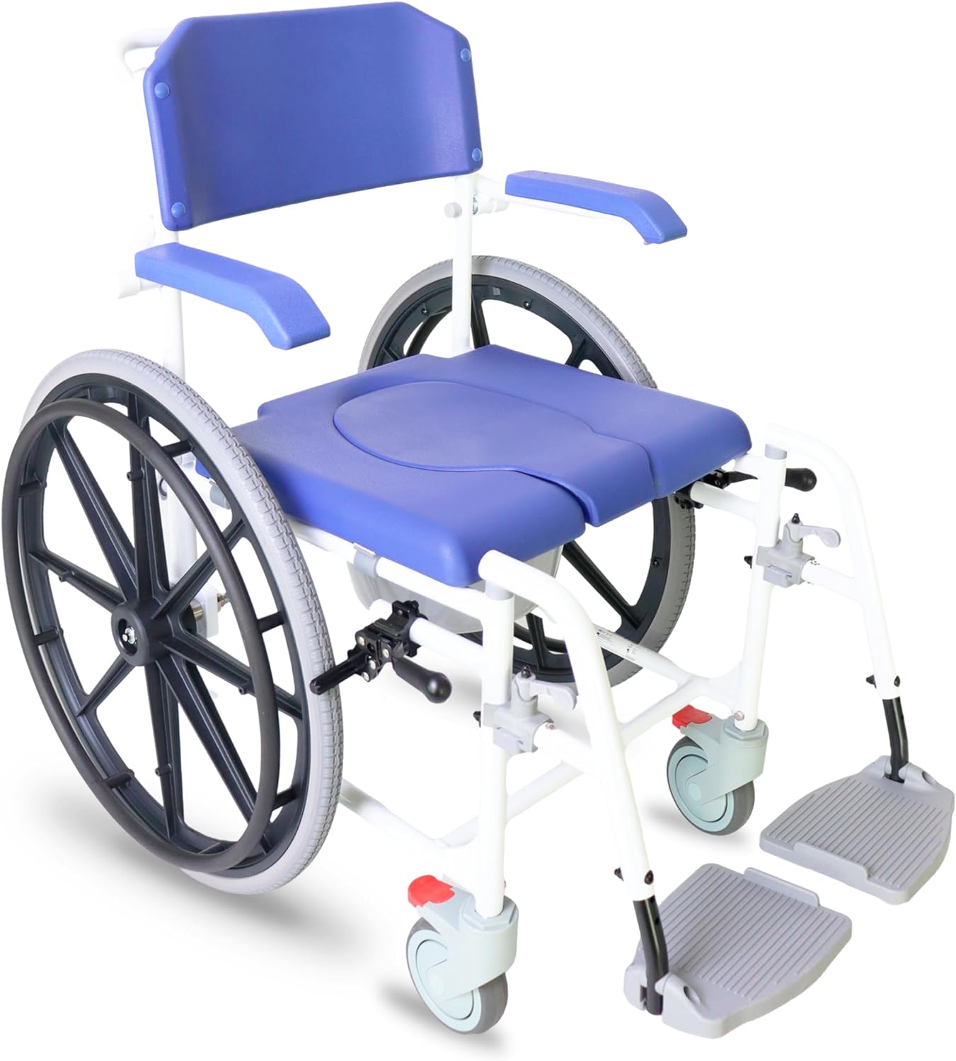 KMINA PRO - Shower Wheelchair for Inside Shower, Adjustable Shower Chair with Wheels for Disabled Adult, Self Propelled Shower Commode Wheelchairs