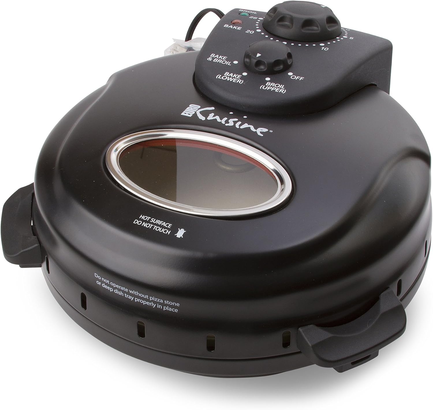 Euro Cuisine PM600 Crispy Crust 12" Rotating Pizza Maker with Stone & Baking Pan, Electric Pizza Oven Countertop