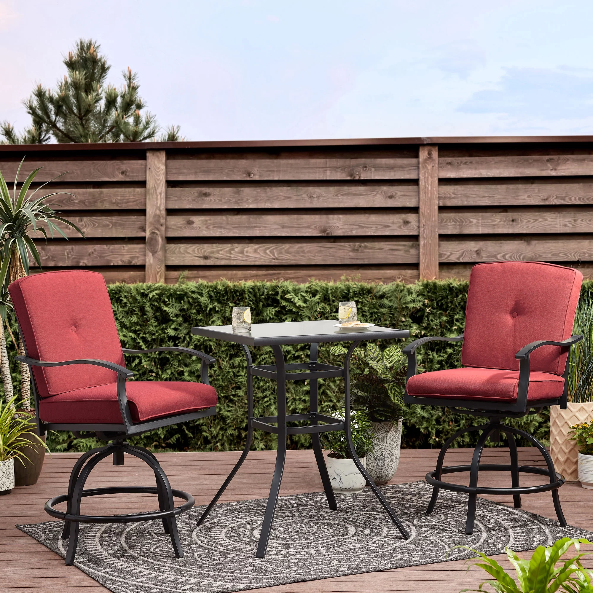 Mainstays Belden Park 3-Piece High Bistro Set - Red - Curated Treasures Market