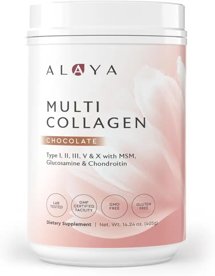 Alaya Multi Collagen Powder - Type I, II, III, V, X Hydrolyzed Collagen Peptides Protein Powder Supplement with MSM + GC (Chocolate)