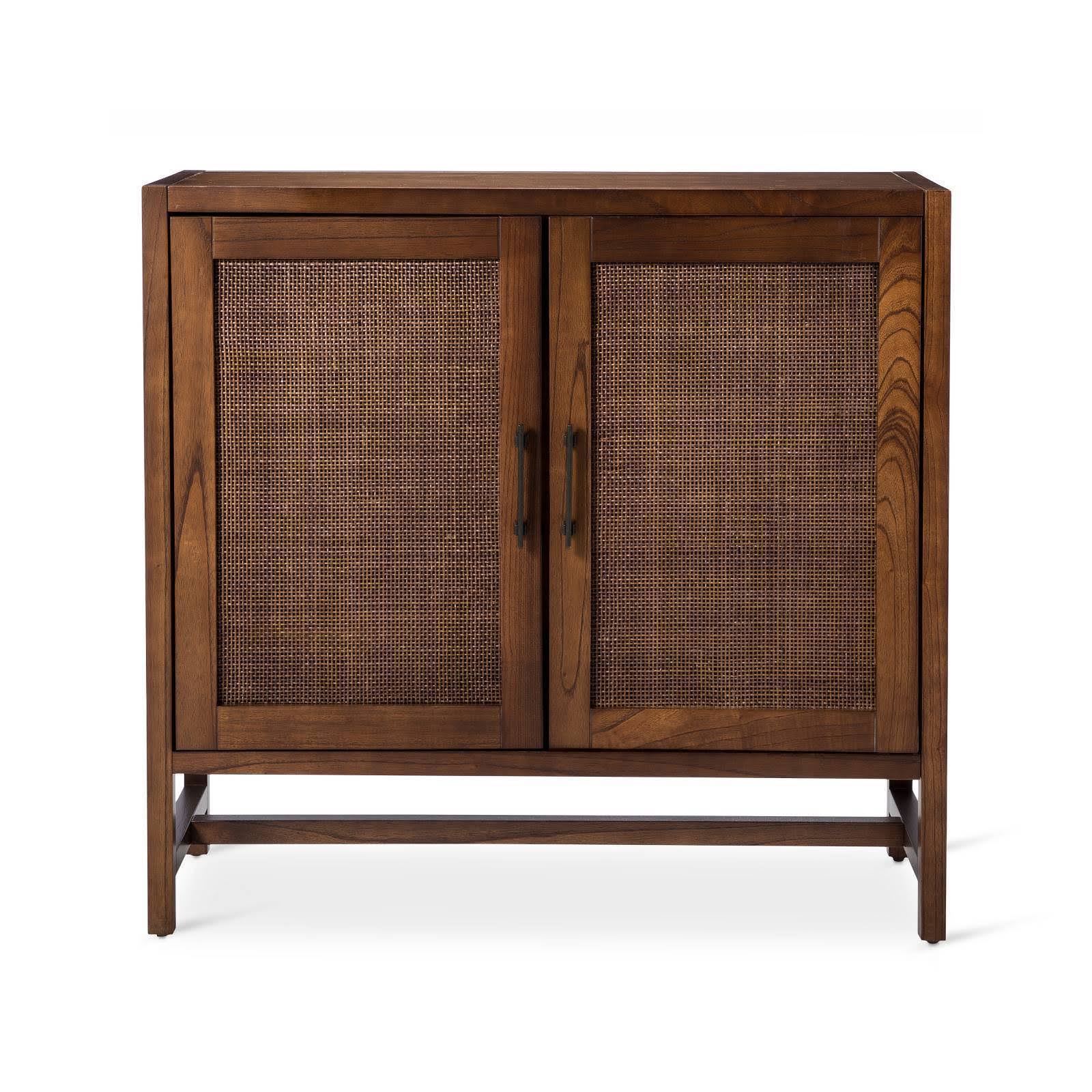 Warwick 2-Door Wood u0026 Rattan Accent Cabinet - Threshold 52166593