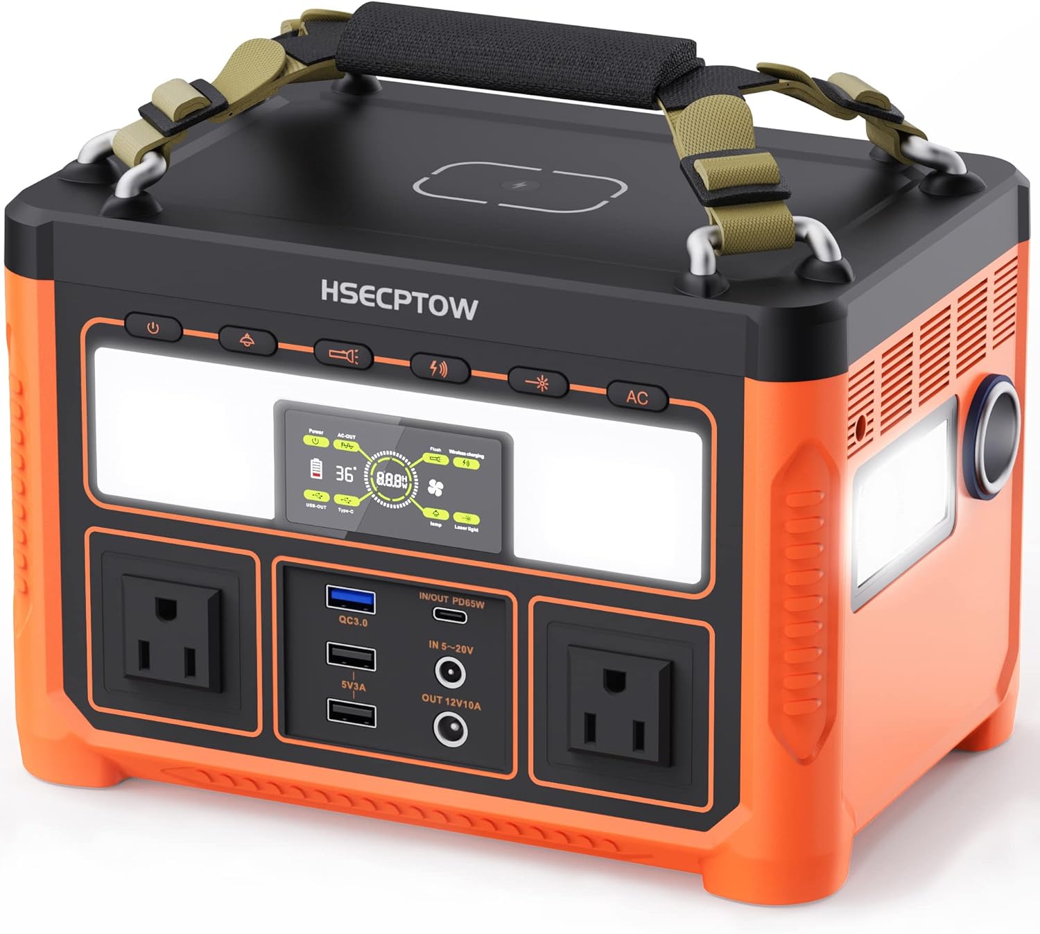 Portable Power Station 300W, HSECPTOW 264Wh Outdoor Generator Backup Lithium Battery with PD65W USB-C,110V AC Outlet,10W Wireless Charge