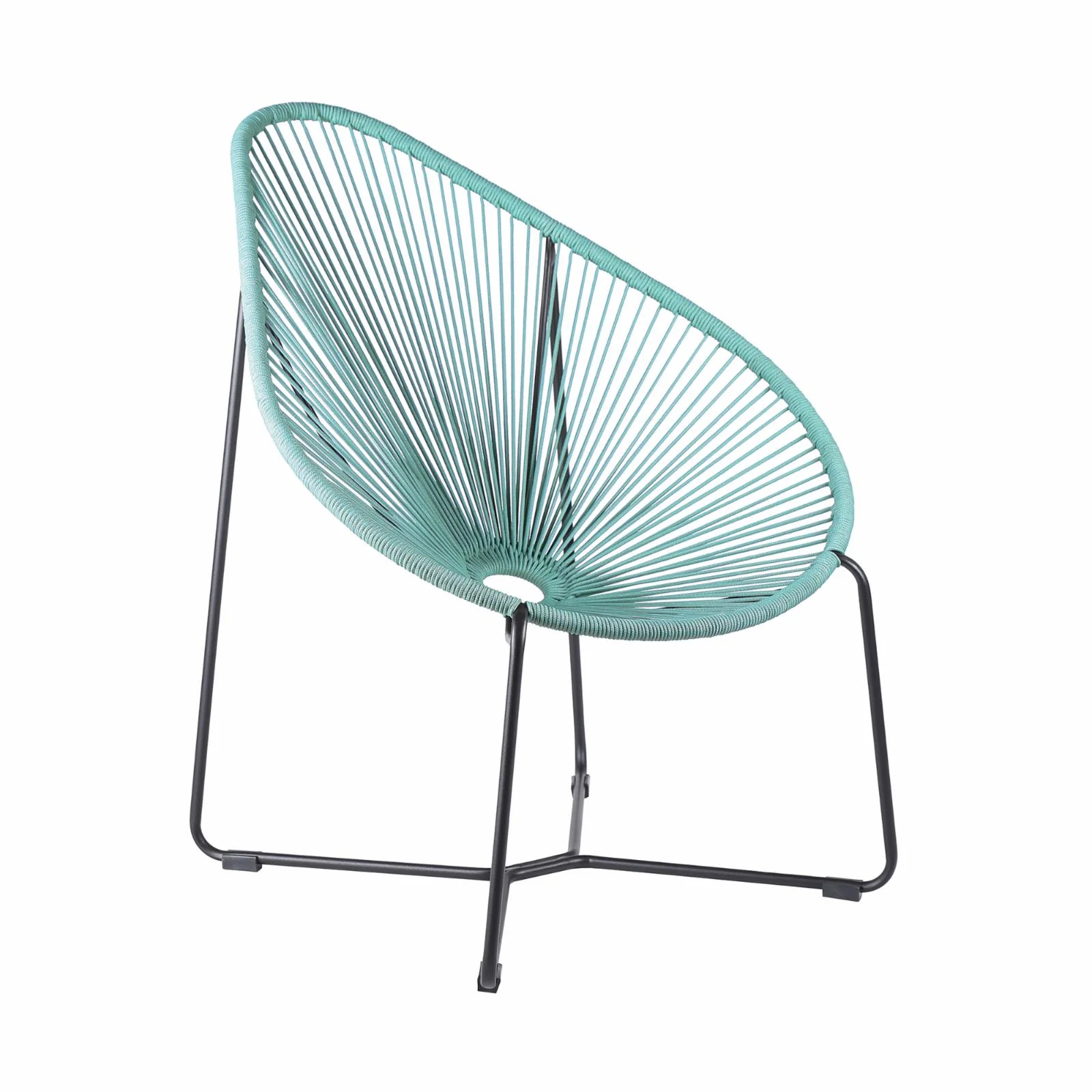 Armen Living Acapulco Indoor Outdoor Fabric Lounge Chair in Green/Black