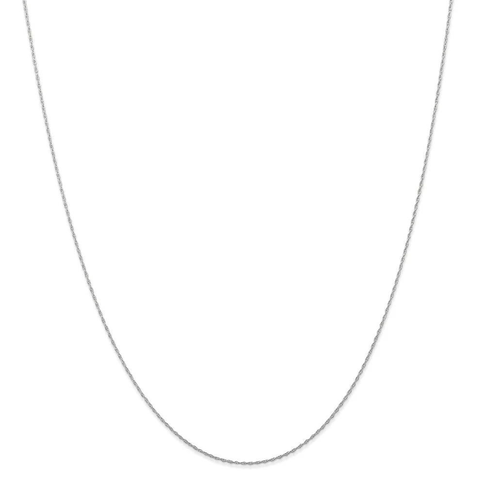 Real 14kt White Gold .5 mm Carded Cable Rope Chain; 22 inch; for Adults and Teens; for Women and Men