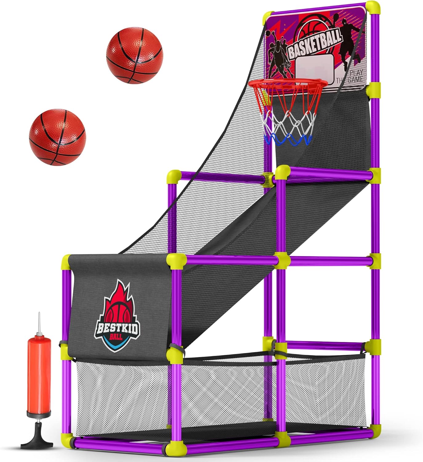 BESTKID BALL Indoor Arcade Basketball Hoop - Basketball Game for Kids and Adults Includes 2 Basketballs and Air Pump
