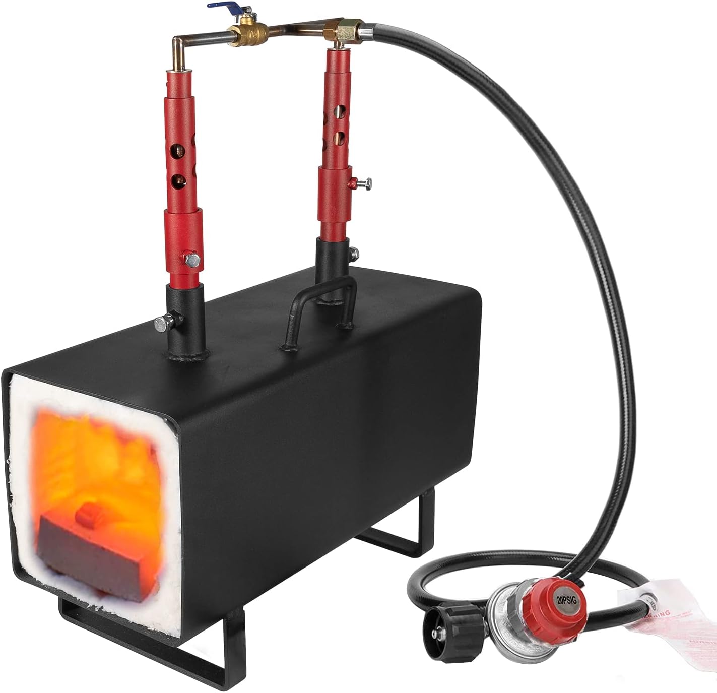Yoursme Propane Gas Forge Portable, Double Burner Blacksmithing Forge Large Capacity Forge, Square Propane Burner Forge for Farrier