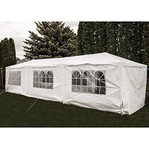 Party Tent Canopy Tent for Outdoor Wedding Party - *New Heavy Duty Design* or Camping BBQ w/Removable Waterproof Sidewalls - 30' x 10'