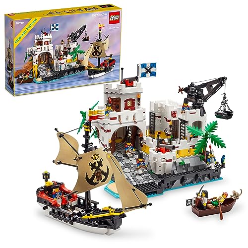 LEGO Icons Eldorado Fortress Building Kit, Pirate Gift, Includes Pirate Ship and 8 Minifigures