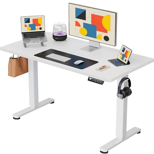 ErGear Height Adjustable Electric Standing Desk, 48 x 24 Inches Sit Stand up Desk, Memory Computer Home Office Desk with Two-Piece Desktop (Walnut)