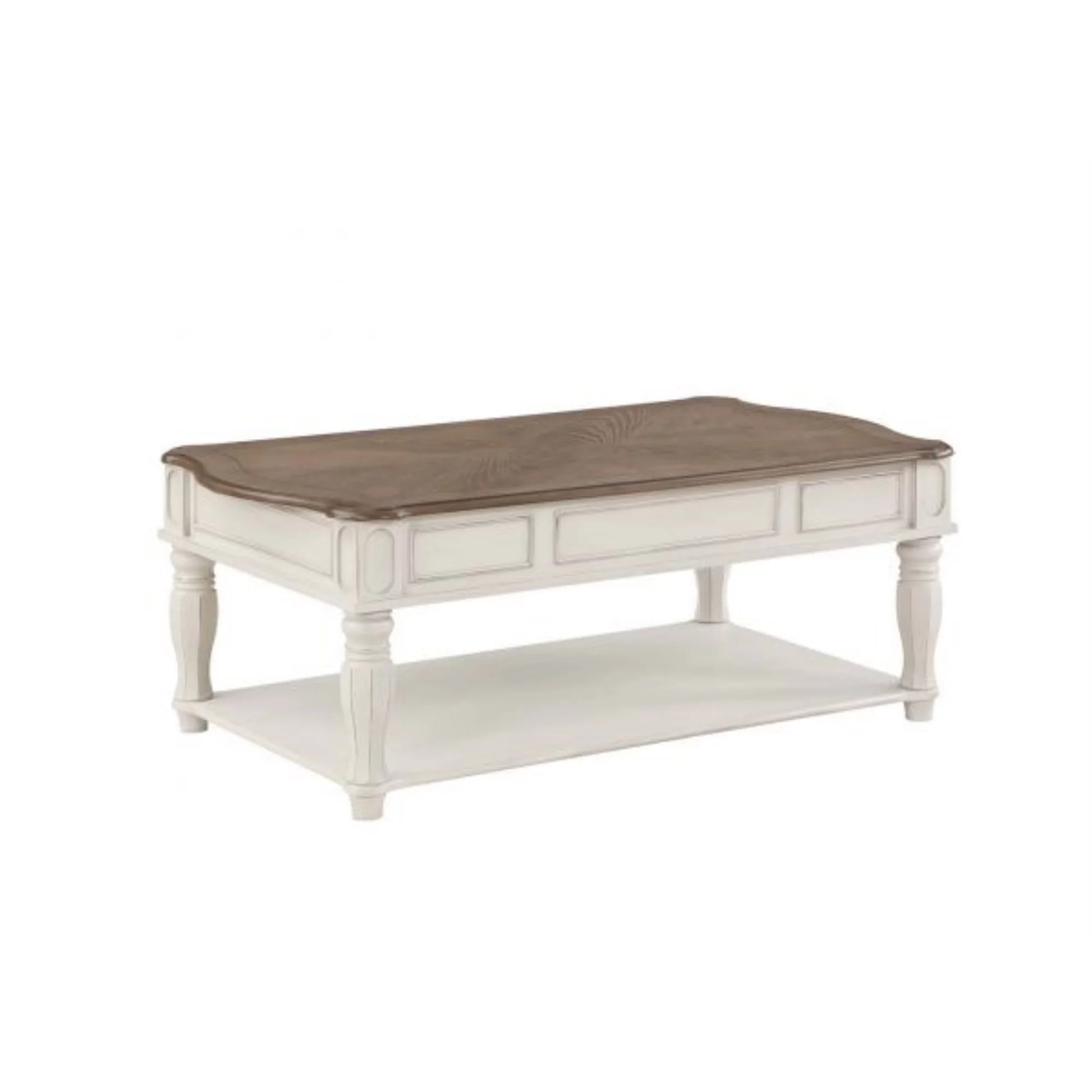 ACME Florian Rectangular Wood Coffee Table with Lift Top in Oak and Antique White