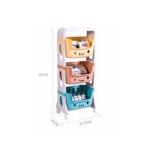 MPM Kids Toy Storage Box Stackable Organizer with Wheels 3-Tier Cart Playroom D&eacute;cor