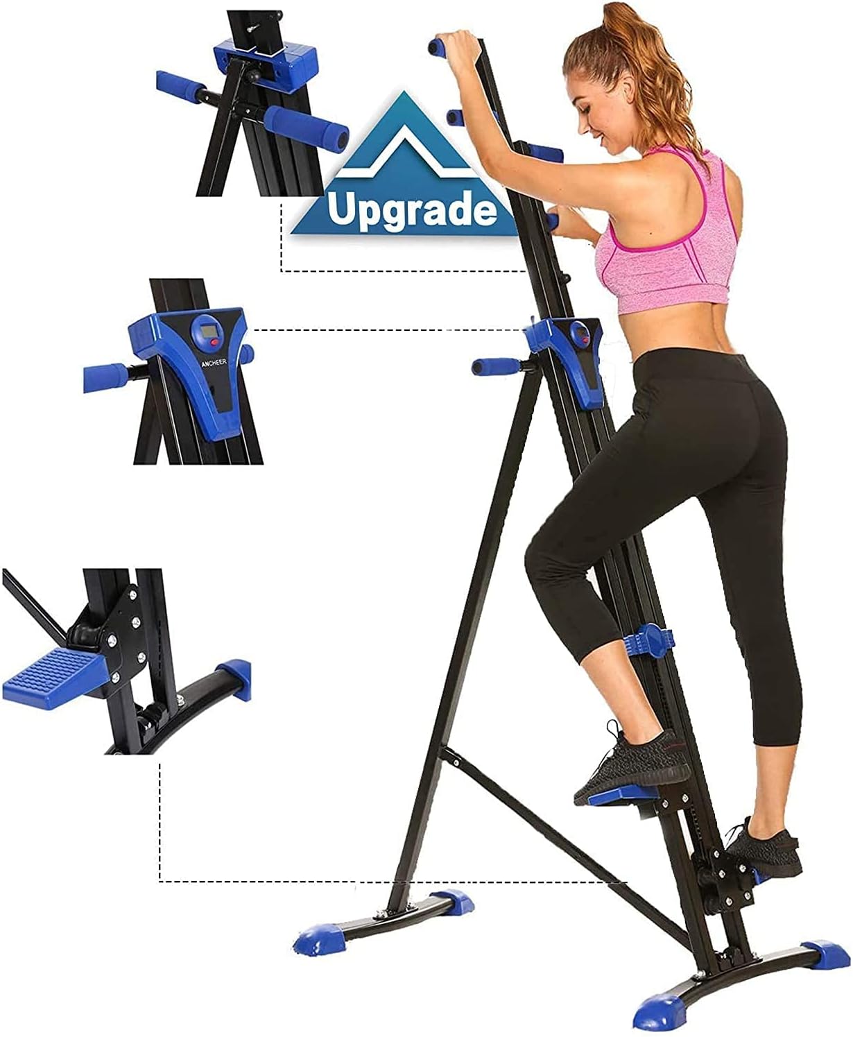 Mauccau 2021 New Upgrade Vertical Climber Machine Home Gym Exercise Folding Climbing Machine Fitness Stepper for Whole Body Cardio Workout Training