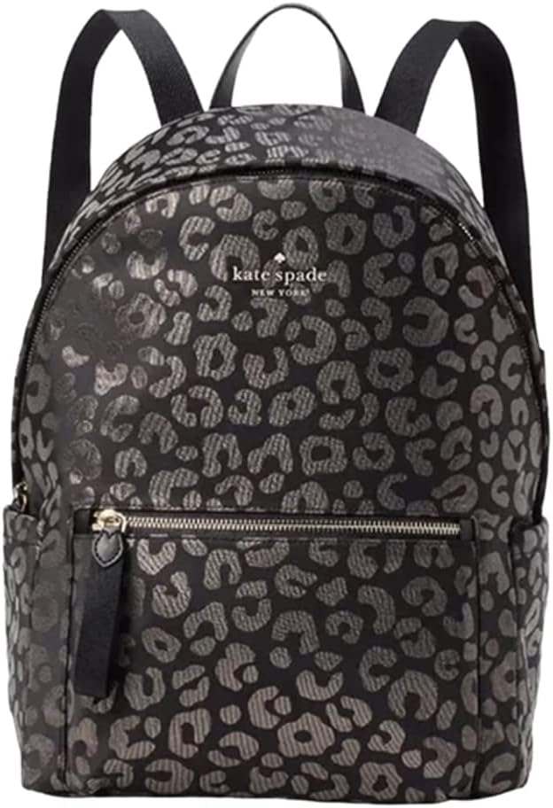 Kate Spade New York Chelsea Medium The Little Better Nylon Backpack Black Multi Leopard