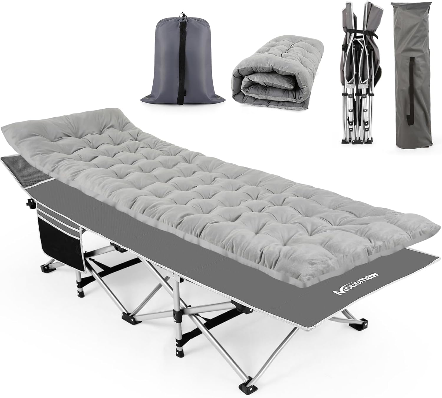 Nictemaw Folding Camping Cot, Portable Camping Cot for Adults, 900LBS Heavy Duty Sleeping Cots with Carry Bag
