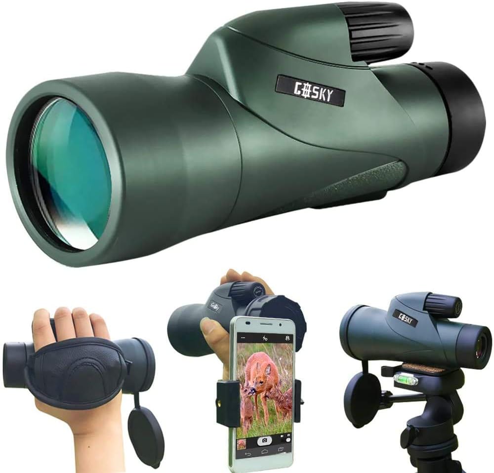Gosky 12x55 High Definition Monocular Telescope and Quick Phone Holder-2021 Waterproof Monocular -BAK4 Prism for Wildlife Bird Watching Hunting