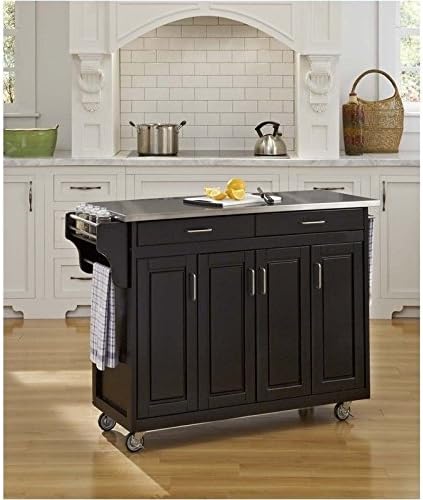 Hawthorne Collections 49 Granite Top Kitchen Cart in Black