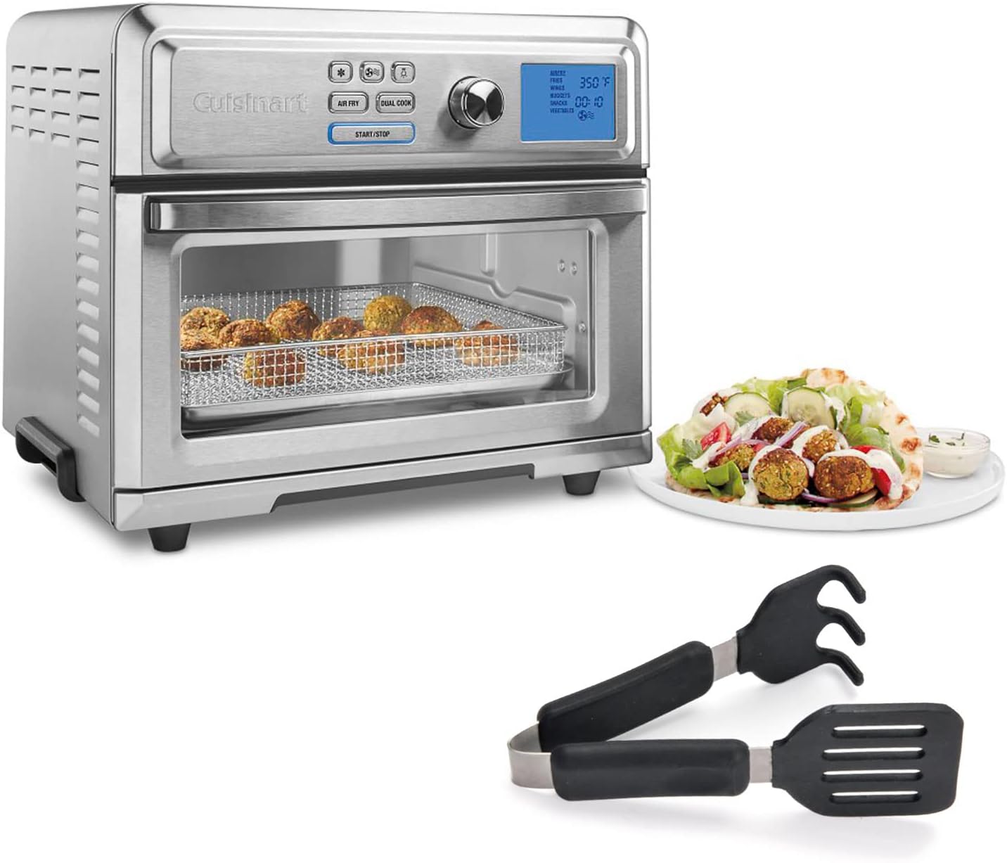 Cuisinart TOA-65 Digital AirFryer Toaster Oven Bundle with EZ Lift Silicone Tongs