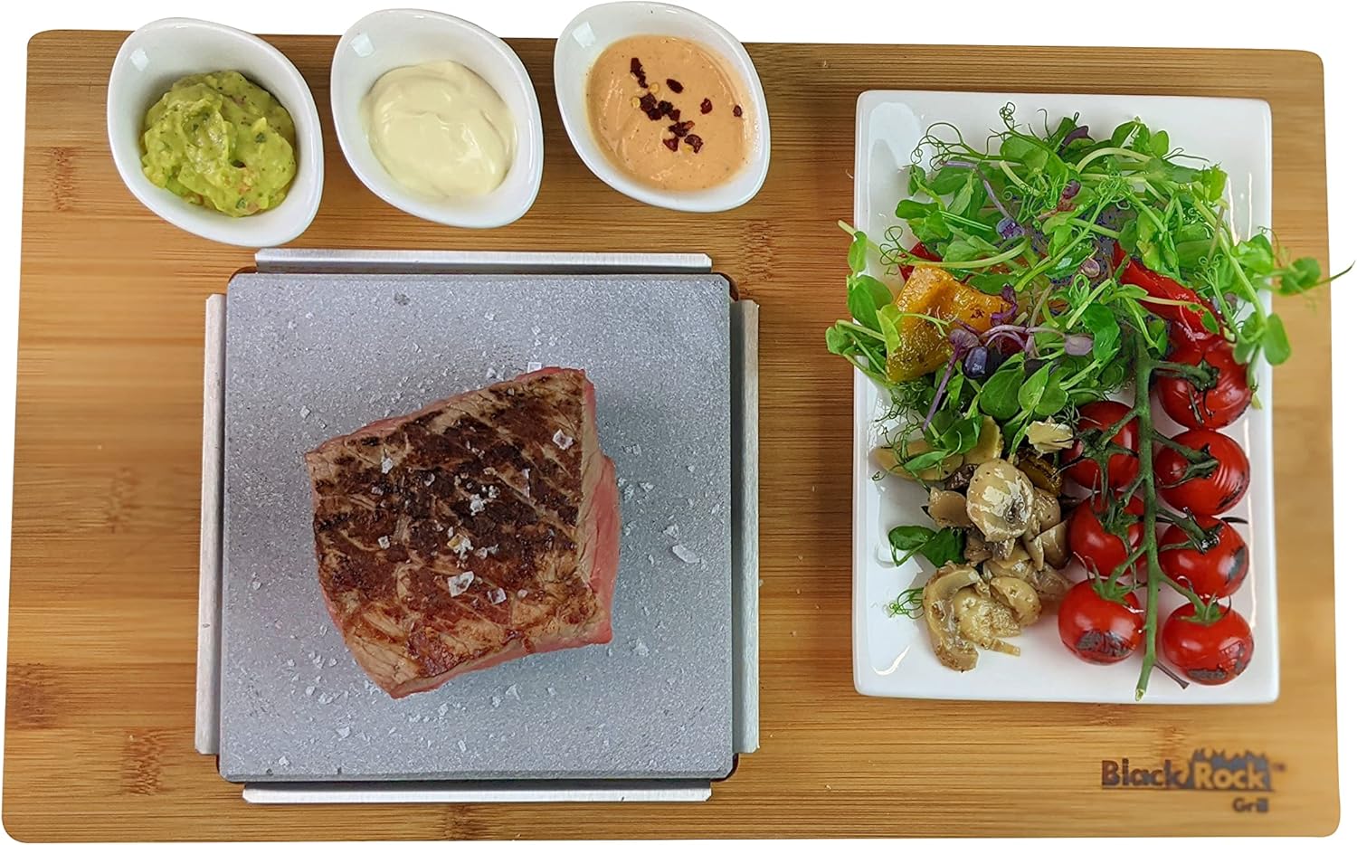 Black Rock Grill Steak On The Stone Set, Hot Rock Grill Table Top Lava Cooking Stone