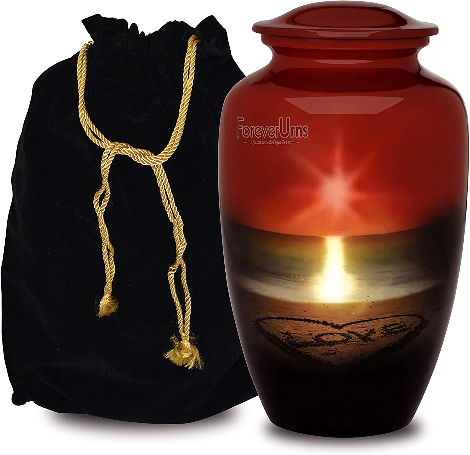 Extra Large Urns for Human Ashes, Customized Sunset Adult Cremation Urn, 320 lbs with Velvet Bag. - Curated Treasures Market