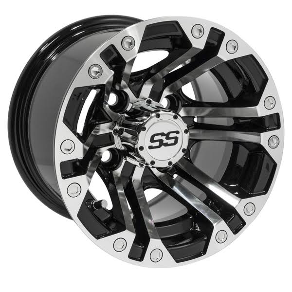 10x22x7x22 GTW Specter Gloss Black Golf Cart Wheel
