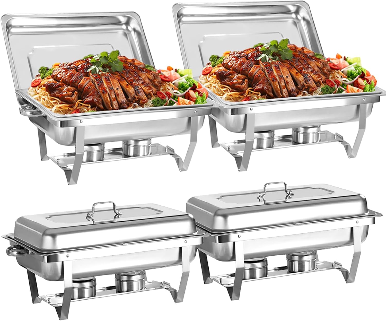 8 Qt 4 Pack Full Size Stainless Steel Chafing Dishes Buffet Set