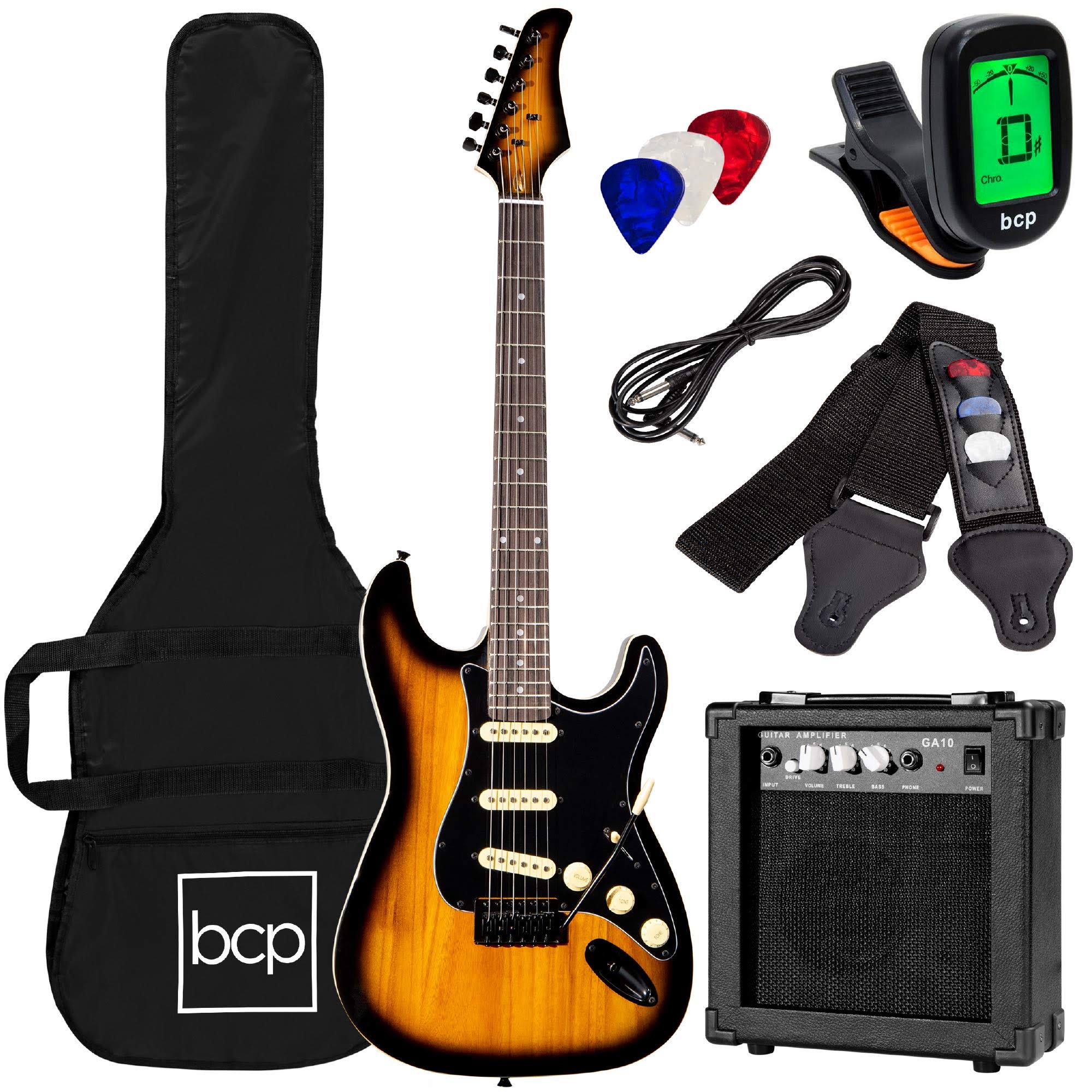 Best Choice Products 39in Full Size Beginner Electric Guitar Kit with Case, Strap, Amp, Whammy Bar - Sunburst