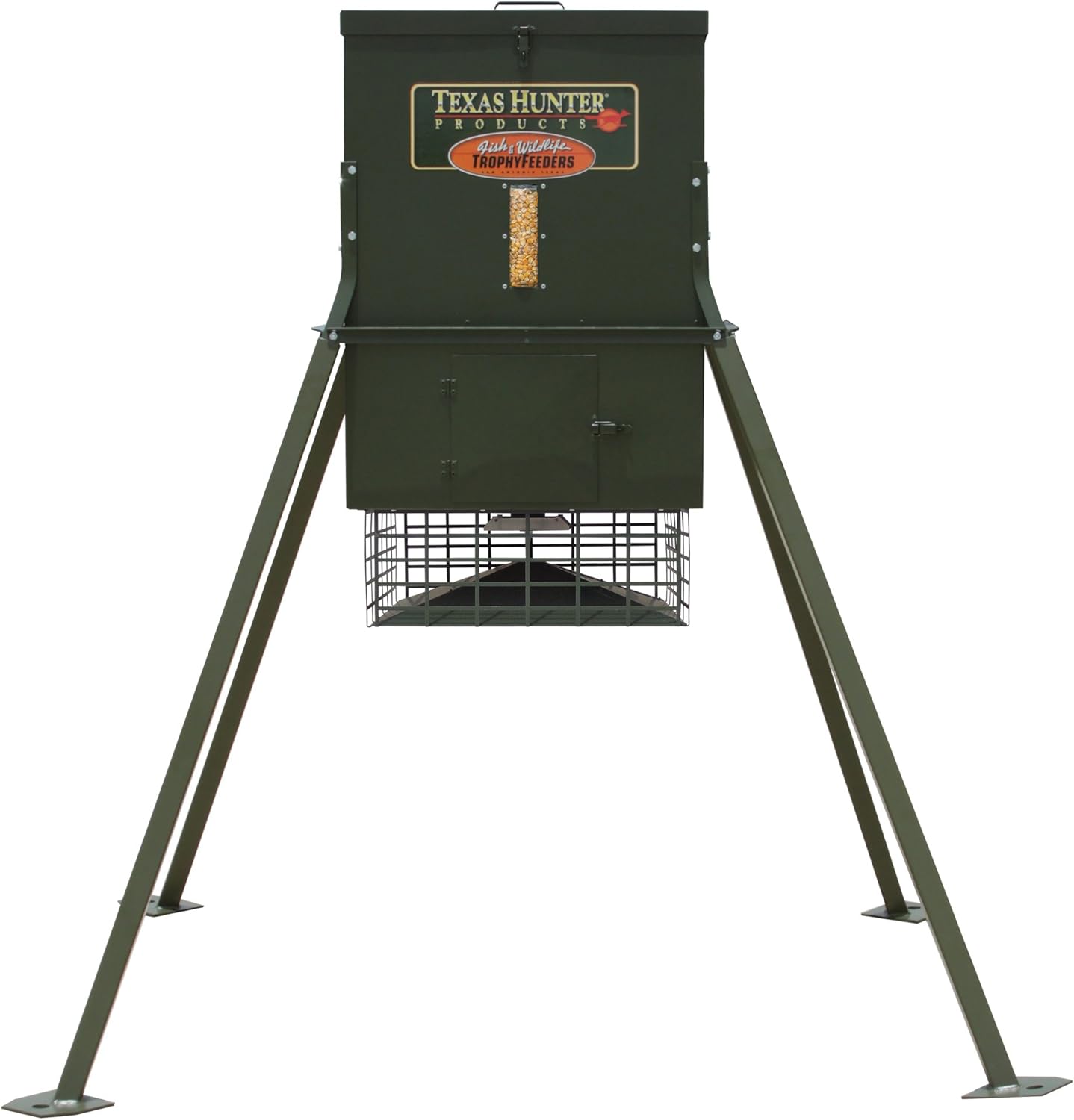 Stand and Fill Wildlife & Deer Feeder w/ 4-Foot Stand and Fill Legs - 300 lb. Corn Capacity - Model TF300L4