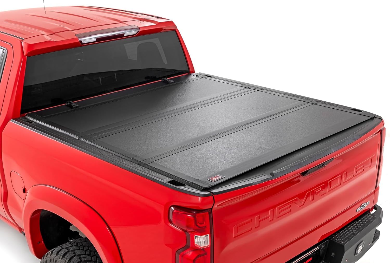 Rough Country Hard Tri Fold Truck Bed Cover, Truck Tonneau Covers for Chevy Silverado 1500/GMC Sierra 1500 (2019-2024)