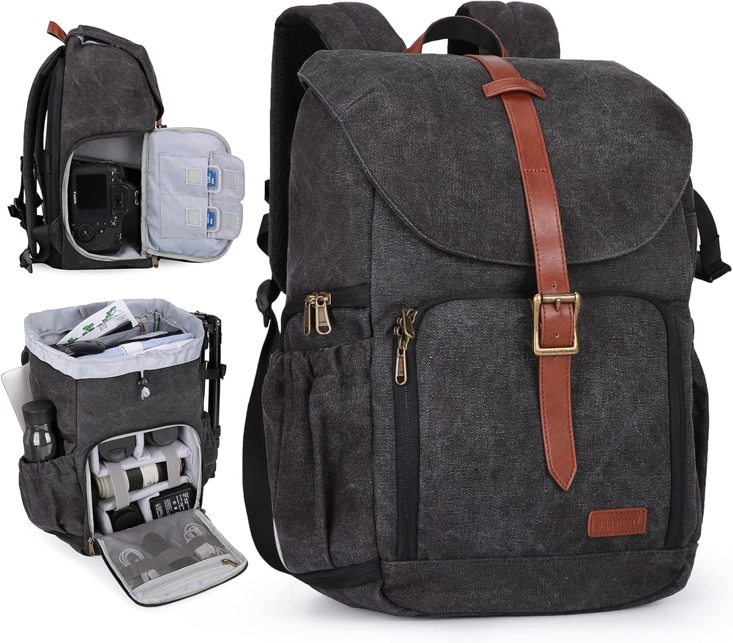 Camera Backpack, BAGSMAR DSLR Camera Bag Backpack, Anti-Theft and Waterproof Camera Backpack for Photographers, Fit up to 15 Laptop with Rain Cover