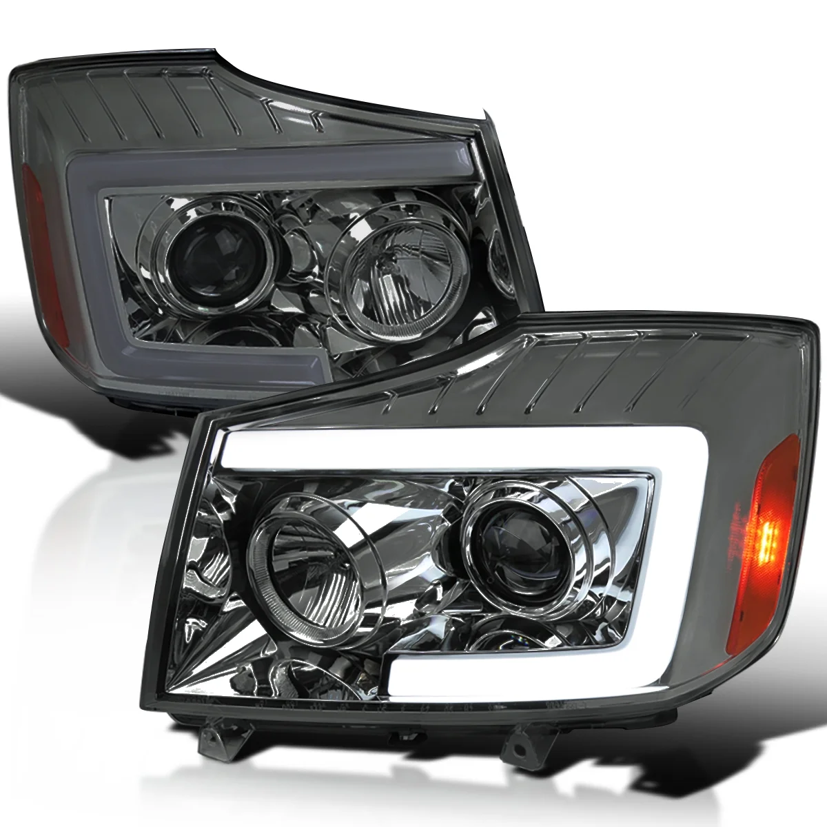 Spec-D Tuning Smoke Sequential LED Projector Headlights Compatible with 2004-2015 Nissan Titan