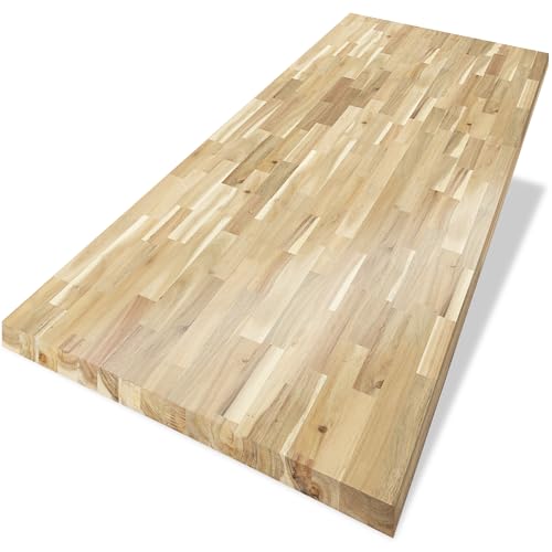 4ft L x 30in Acacia Butcher Block Table Top, Desktop, Unfinished Solid Wood Butcher Block Countertop for DIY Desktop/Coffee Table/Workbench