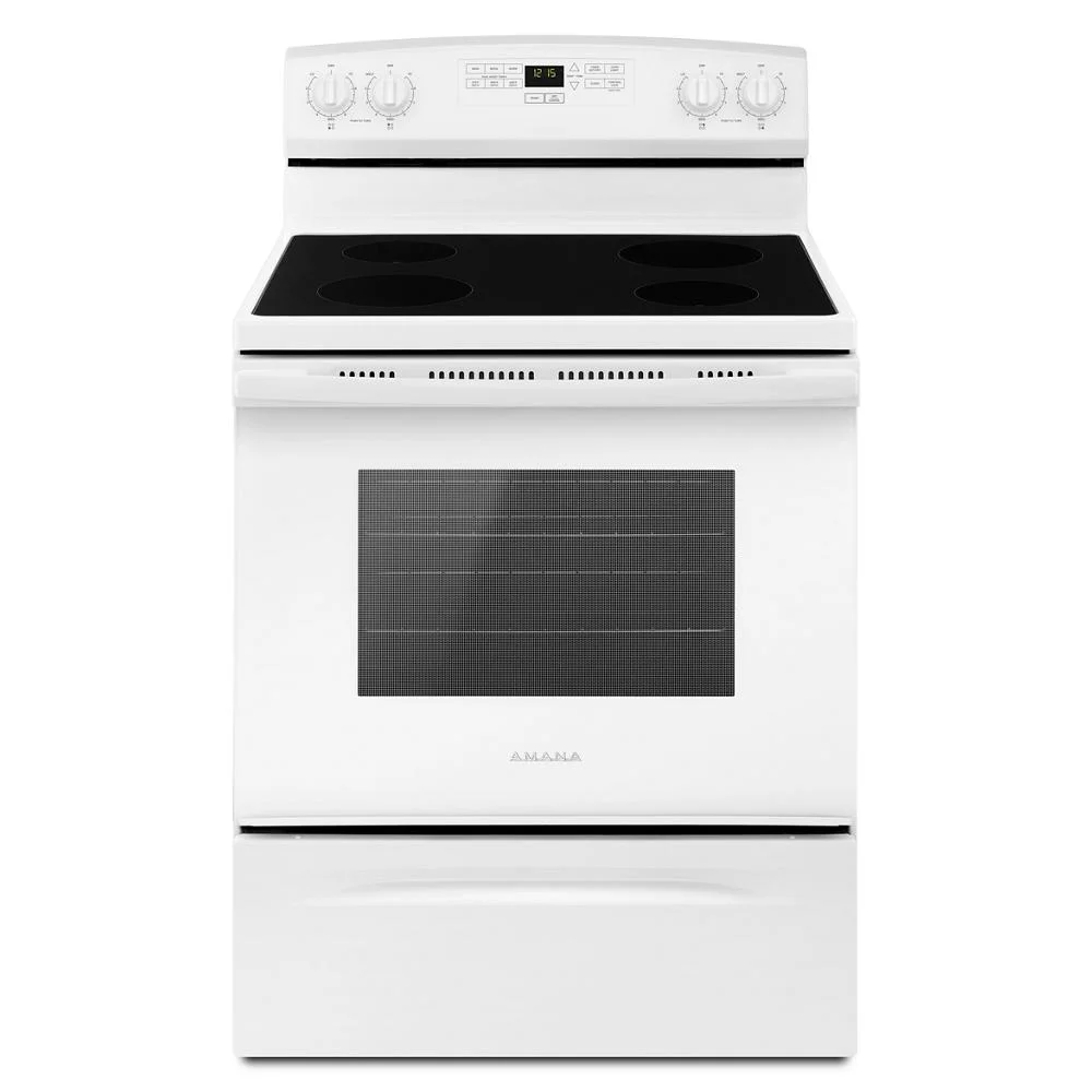 Amana庐 AER6303MFW - Freestanding 30 Electric Range - White - With Extra Large Oven Window