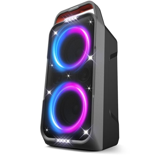 Portable Bluetooth Speaker: 240W Peak Powerful Loud Sound Deep Bass Wireless Boombox Large Subwoofer 15 Hours Battery Life Fast Charging with Led