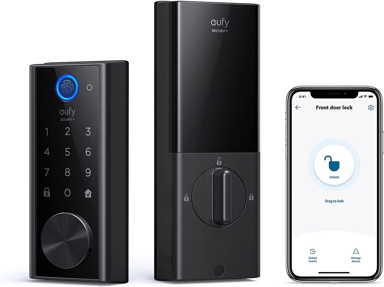 eufy Security Smart Lock Touch & Wi-Fi, Fingerprint Scanner, Keyless Entry Door Lock, Smart Wi-Fi Lock, Bluetooth Electronic Deadbolt